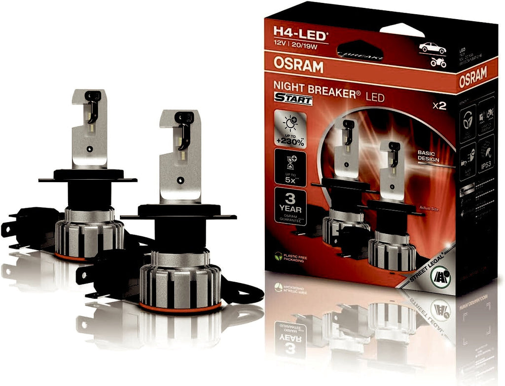 2x OSRAM H4 NIGHT BREAKER LED StVZO-Compliant NEXT GENERATION New SMART Style